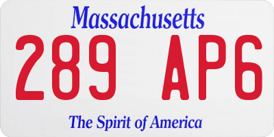 MA license plate 289AP6