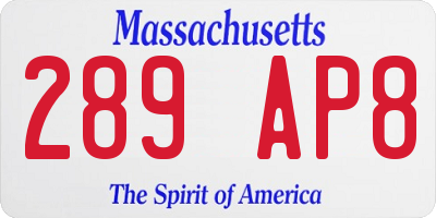 MA license plate 289AP8