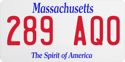 MA license plate 289AQ0