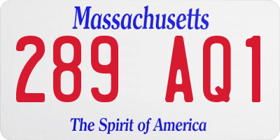 MA license plate 289AQ1