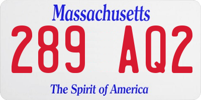 MA license plate 289AQ2