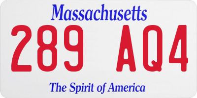 MA license plate 289AQ4
