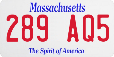 MA license plate 289AQ5