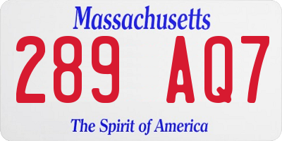 MA license plate 289AQ7