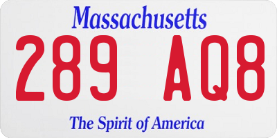 MA license plate 289AQ8
