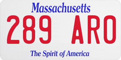 MA license plate 289AR0