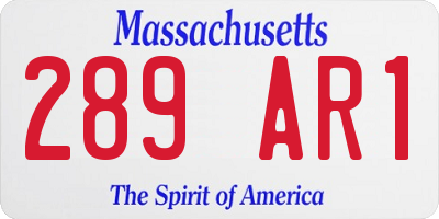 MA license plate 289AR1