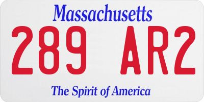 MA license plate 289AR2