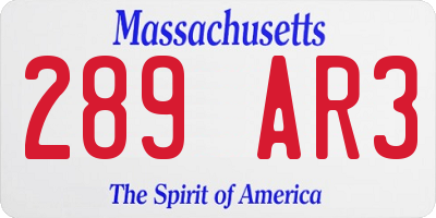MA license plate 289AR3