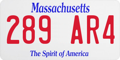 MA license plate 289AR4