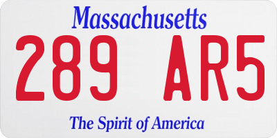 MA license plate 289AR5