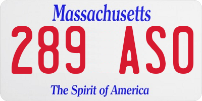 MA license plate 289AS0