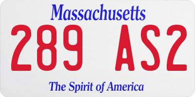MA license plate 289AS2