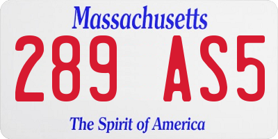 MA license plate 289AS5