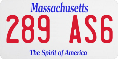MA license plate 289AS6