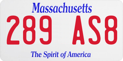 MA license plate 289AS8