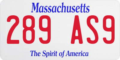MA license plate 289AS9