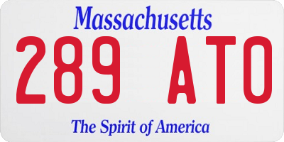 MA license plate 289AT0