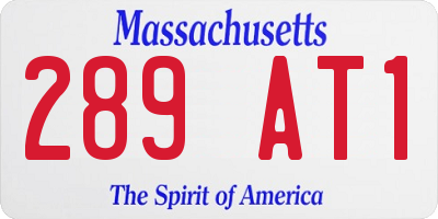 MA license plate 289AT1