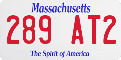 MA license plate 289AT2