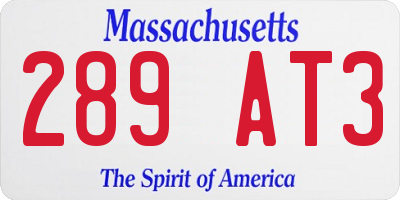 MA license plate 289AT3