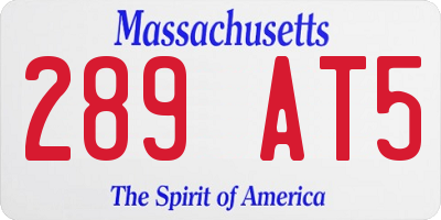 MA license plate 289AT5