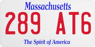 MA license plate 289AT6