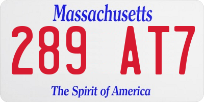 MA license plate 289AT7