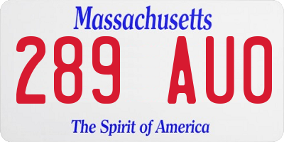 MA license plate 289AU0