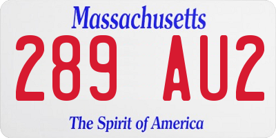 MA license plate 289AU2