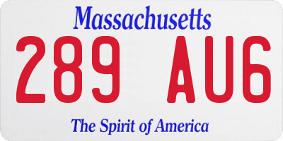 MA license plate 289AU6