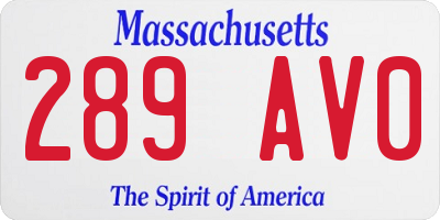 MA license plate 289AV0