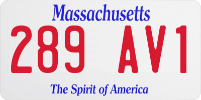 MA license plate 289AV1