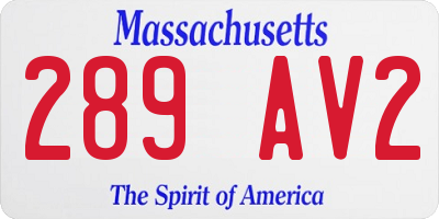 MA license plate 289AV2