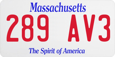 MA license plate 289AV3