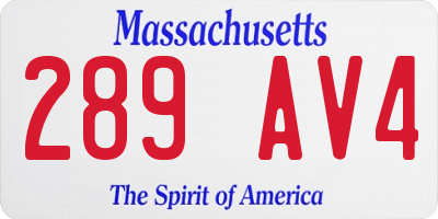 MA license plate 289AV4