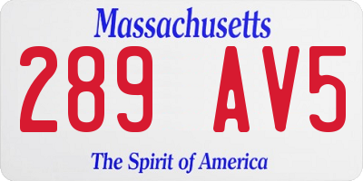 MA license plate 289AV5