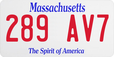 MA license plate 289AV7