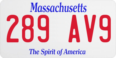 MA license plate 289AV9
