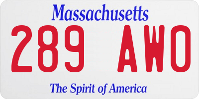 MA license plate 289AW0