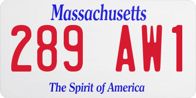 MA license plate 289AW1