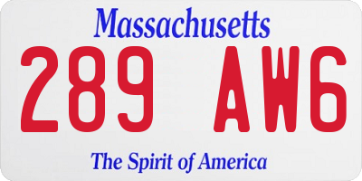 MA license plate 289AW6