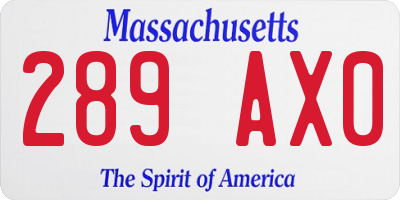 MA license plate 289AX0