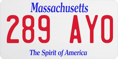 MA license plate 289AY0