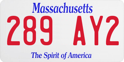 MA license plate 289AY2