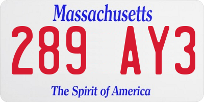 MA license plate 289AY3