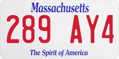 MA license plate 289AY4