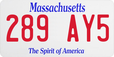 MA license plate 289AY5