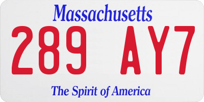 MA license plate 289AY7