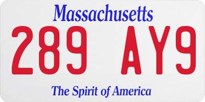 MA license plate 289AY9